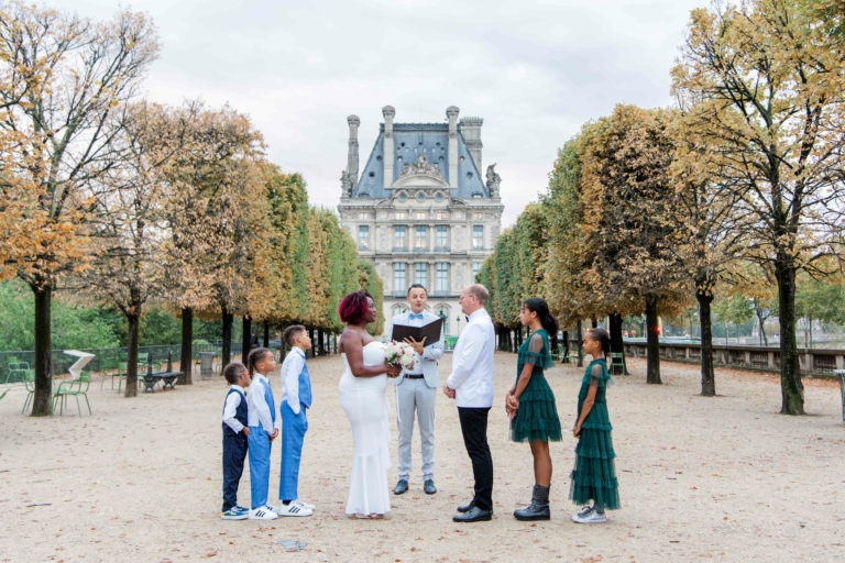 paris vow renewal at the tuileries gardens, officiated by the paris officiant parisian celebrant