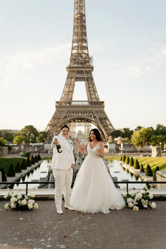 Gay Wedding Couple in Paris Eiffel Tower