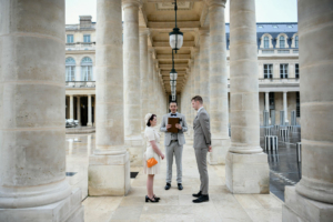 elopement vows ceremony at Palais Royal by Paris Officiant