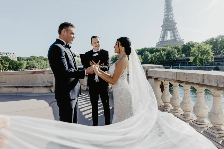 Bespoke Wedding Elopement Ceremony, at the Eiffel Tower by the Paris Officiant, a Parisian Celebrant