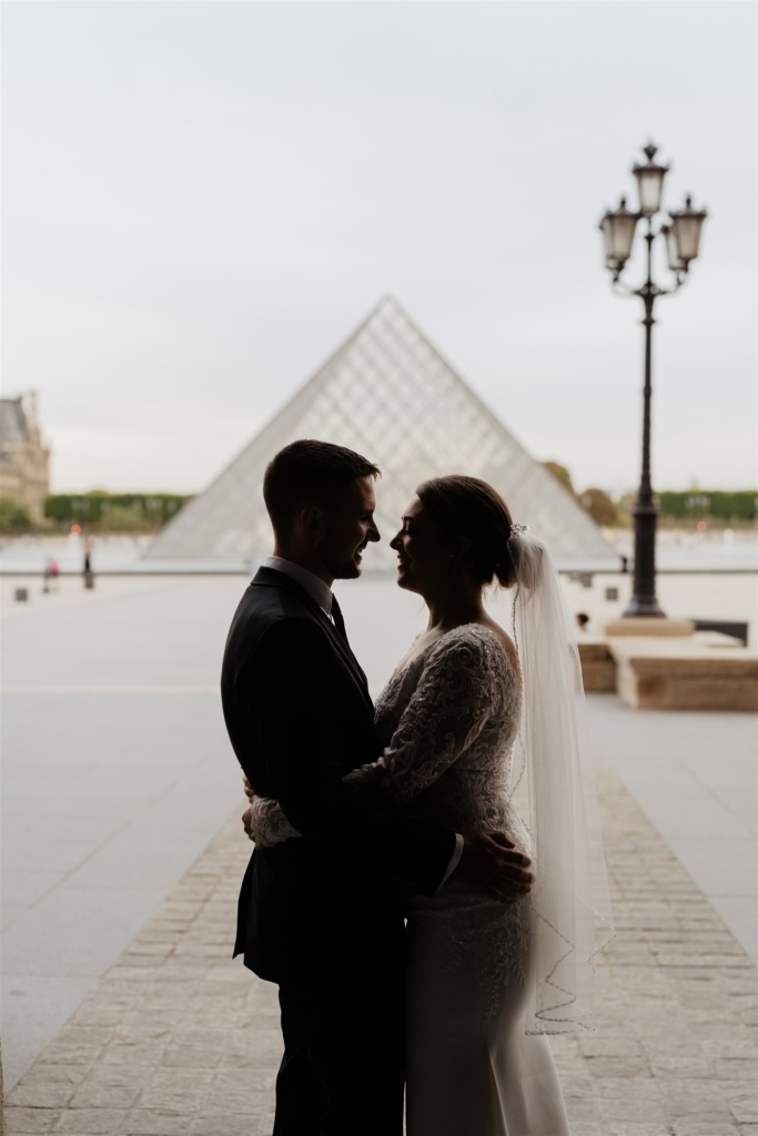 destination elopement wedding at the louvre museum in Paris
