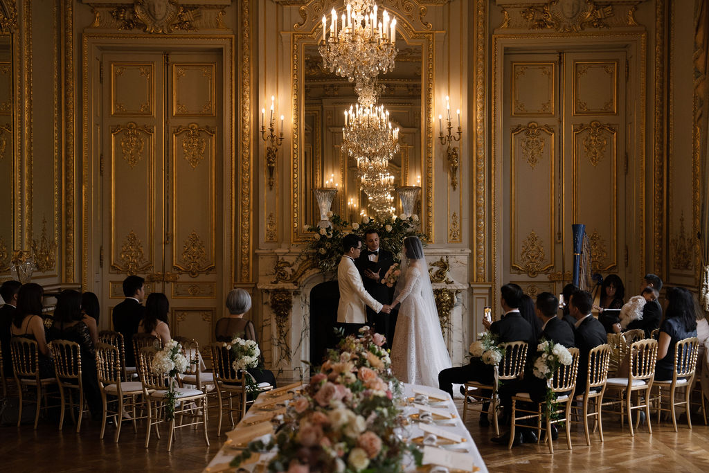 couple getting married in shangri la hotel paris france