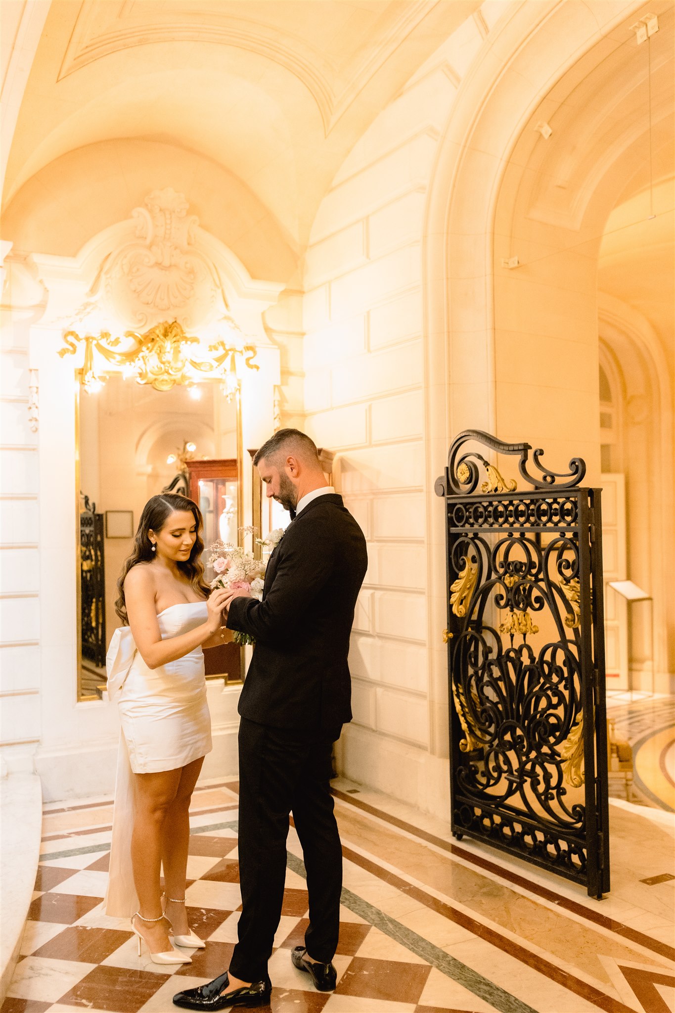 couple shot after their first look at the shangri la paris