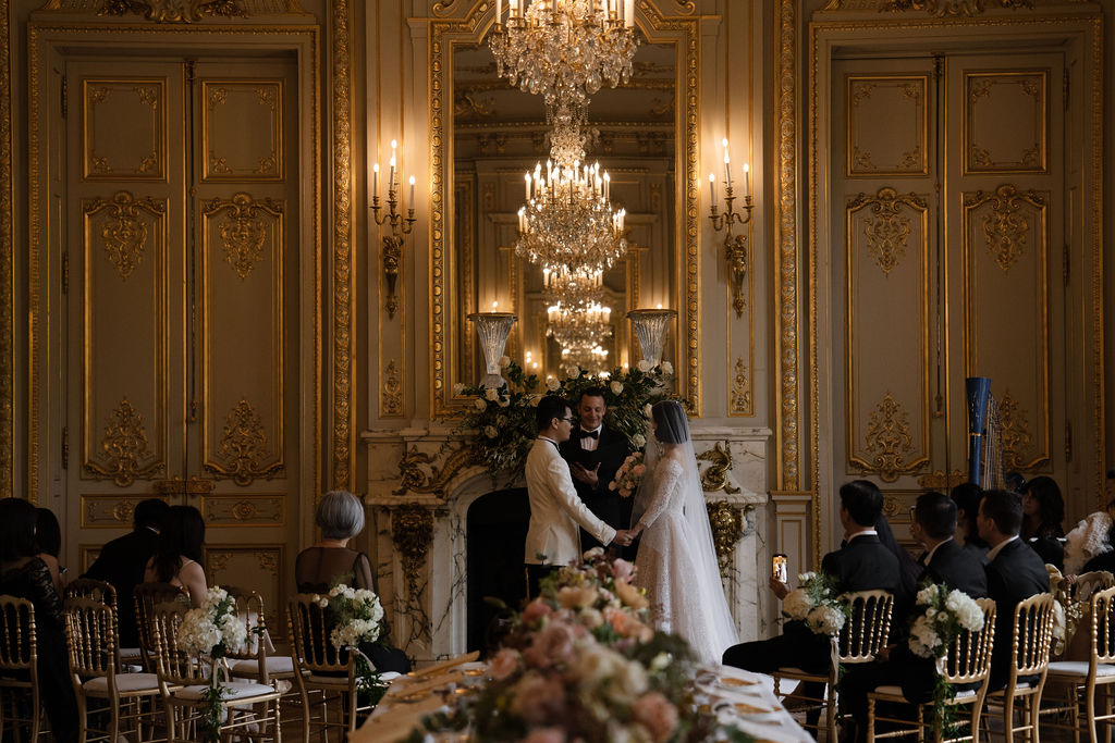 wedding ceremony taking place at the shangri la hotel in Paris